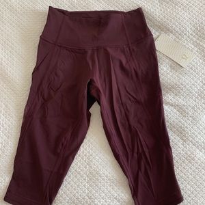 Maroon lululemon Drop it like it’s hot crops ~New~